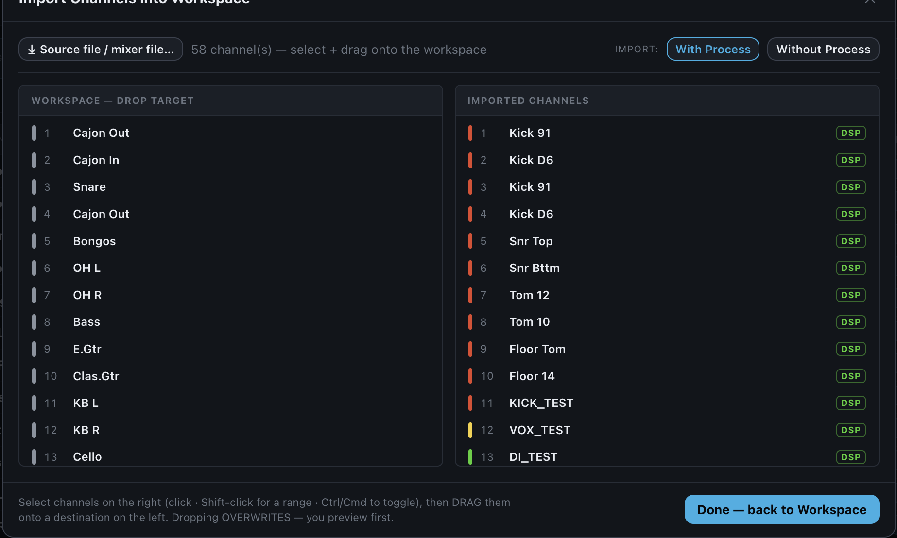 3. Drag and Drop One or Multiple Channels