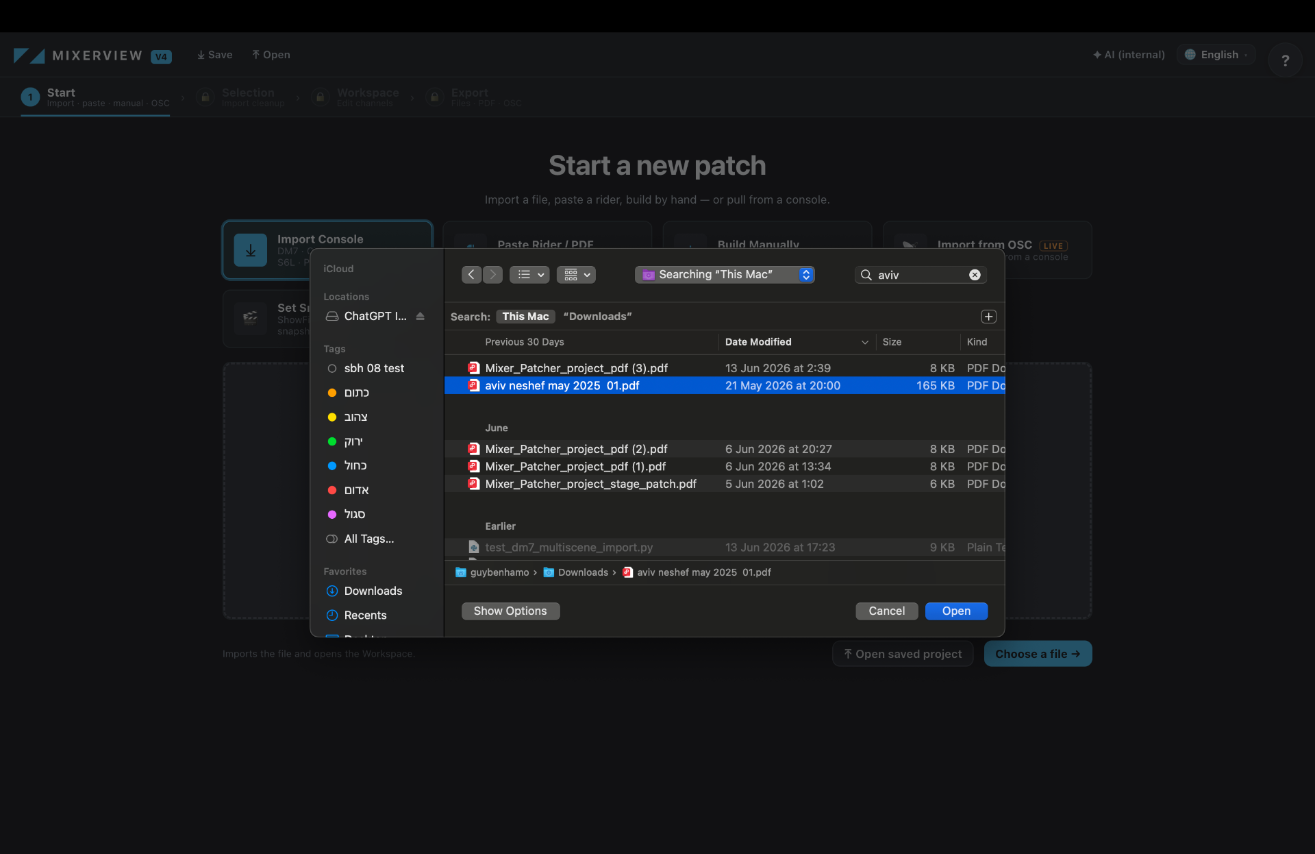 Import a Mixer File